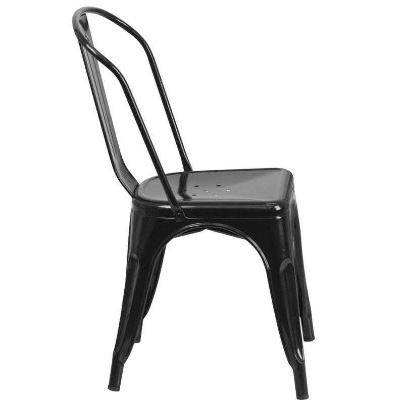 Flash Furniture Black Metal Indoor-Outdoor Stackable Chair – CH-31230-BK-GG Hot on Sale