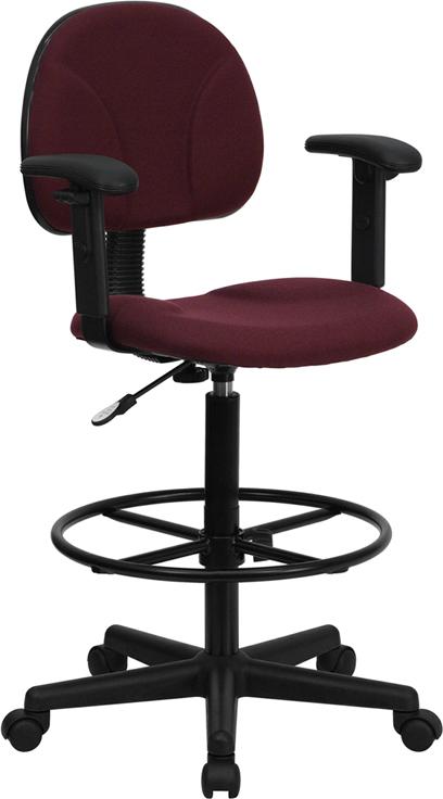 Flash Furniture Burgundy Fabric Drafting Chair with Adjustable Arms (Cylinders: 22.5”-27”H or 26”-30.5”H) – BT-659-BY-ARMS-GG Online now