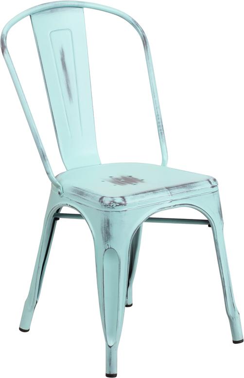 Flash Furniture Distressed Green-Blue Metal Indoor-Outdoor Stackable Chair – ET-3534-DB-GG Online Sale