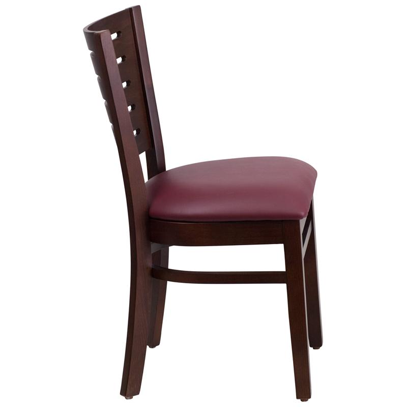 Flash Furniture Darby Series Slat Back Walnut Wood Restaurant Chair – Burgundy Vinyl Seat – XU-DG-W0108-WAL-BURV-GG Fashion