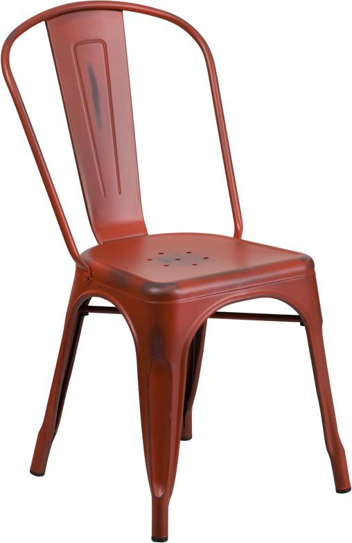 Flash Furniture Distressed Kelly Red Metal Indoor-Outdoor Stackable Chair – ET-3534-RD-GG Online now