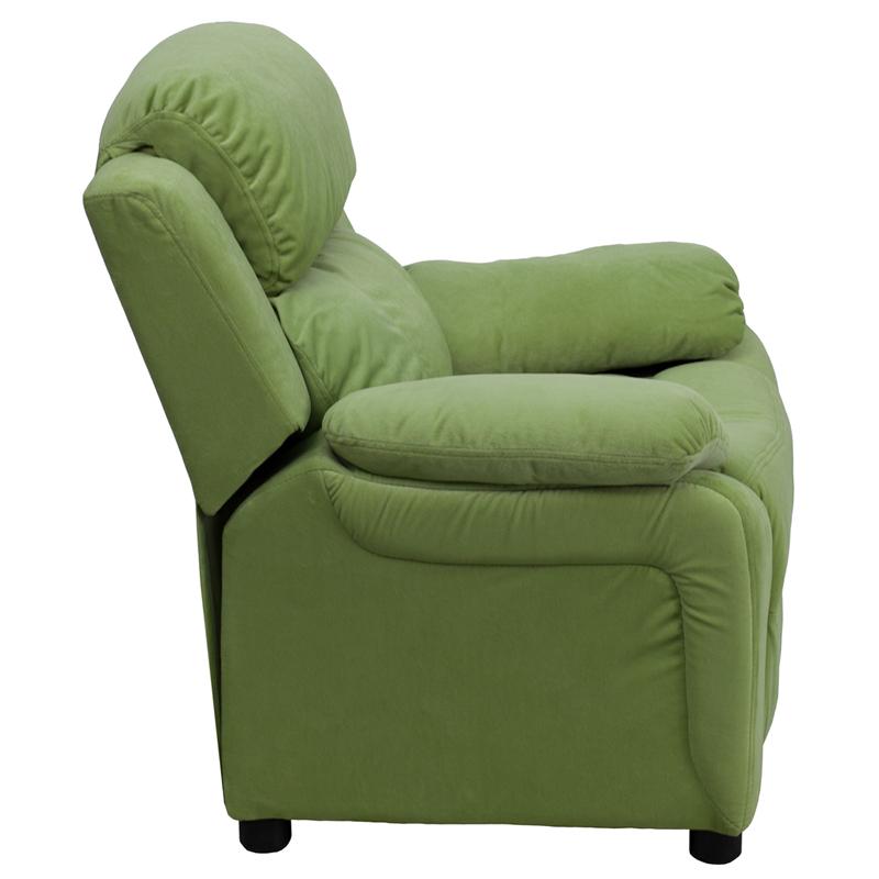 Flash Furniture Deluxe Padded Contemporary Avocado Microfiber Kids Recliner with Storage Arms – BT-7985-KID-MIC-AVO-GG Online Sale