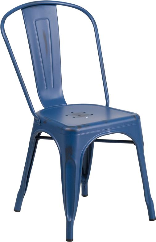 Flash Furniture Distressed Antique Blue Metal Indoor-Outdoor Stackable Chair – ET-3534-AB-GG Discount