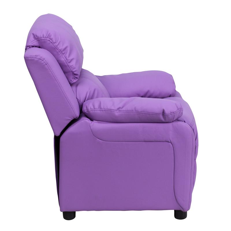 Flash Furniture Deluxe Padded Contemporary Lavender Vinyl Kids Recliner with Storage Arms – BT-7985-KID-LAV-GG Online
