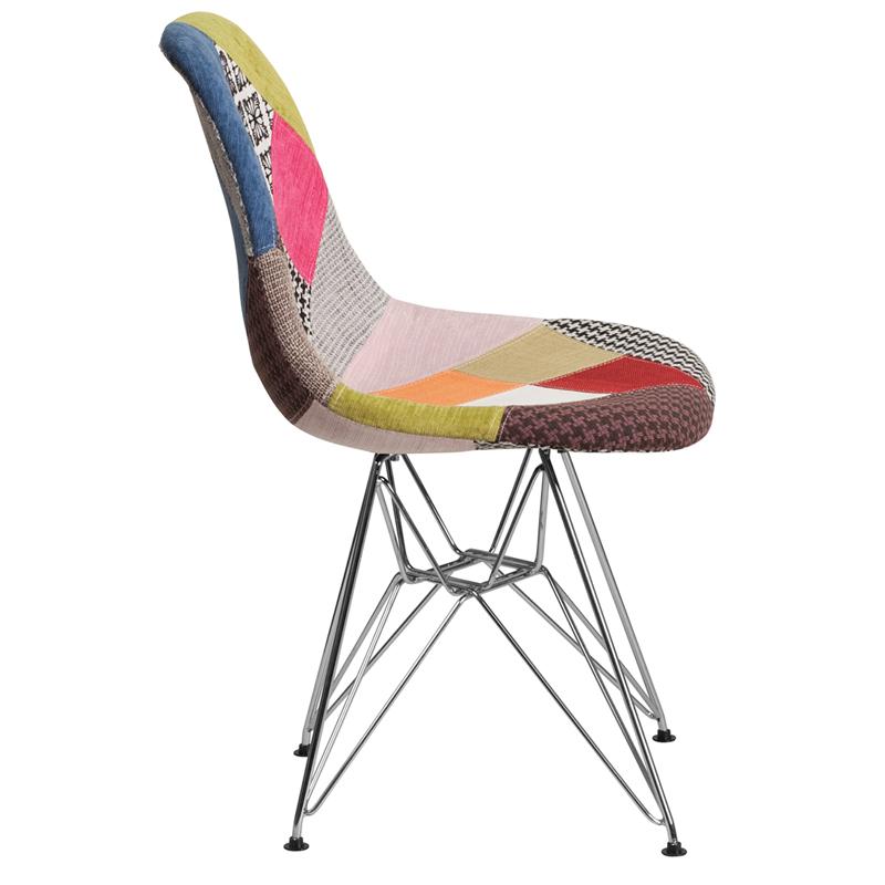 Flash Furniture Elon Series Milan Patchwork Fabric Chair with Chrome Base – FH-130-CCV1-D-GG Fashion