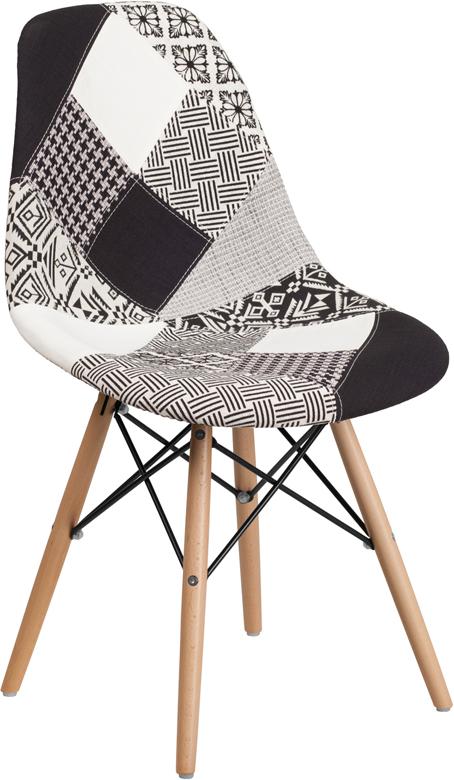 Flash Furniture Elon Series Turin Patchwork Fabric Chair with Wooden Legs – FH-130-DCV1-PK4-GG Online now