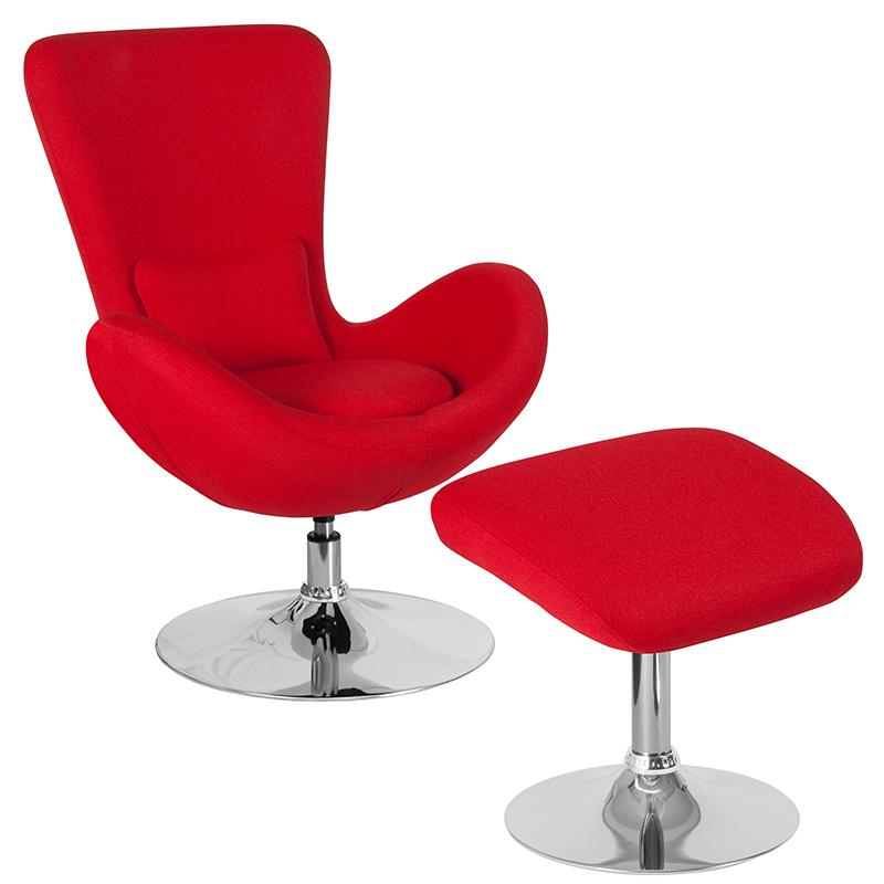 Flash Furniture Egg Series Red Fabric Side Reception Chair with Ottoman – CH-162430-CO-RED-FAB-GG Online now