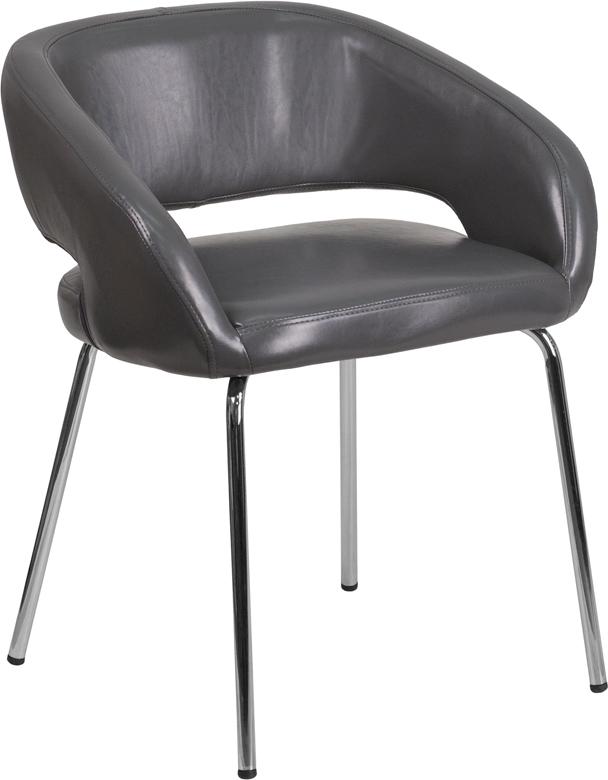 Flash Furniture Fusion Series Contemporary Gray Leather Side Reception Chair – CH-162731-GY-GG Supply