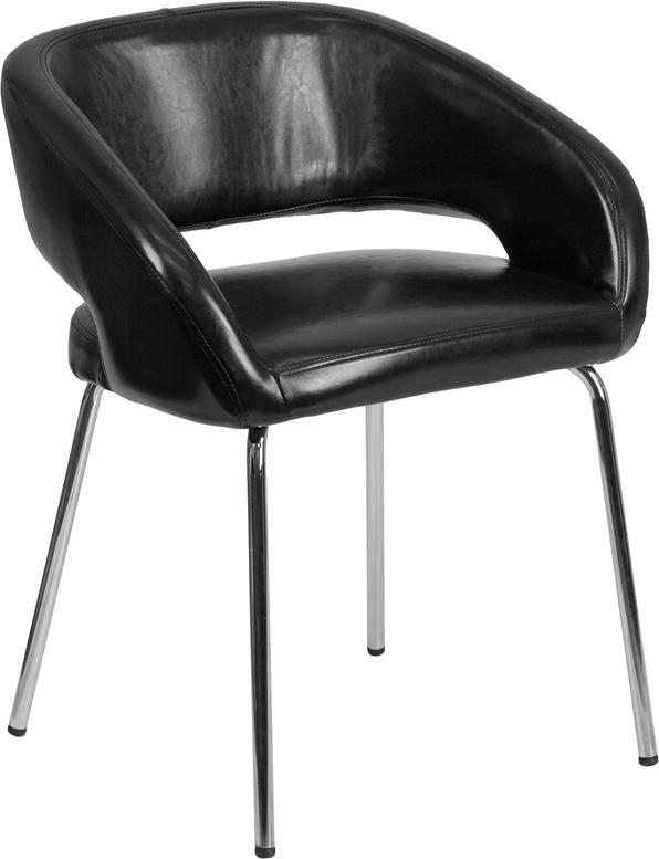 Flash Furniture Fusion Series Contemporary Black Leather Side Reception Chair – CH-162731-BK-GG Online Hot Sale