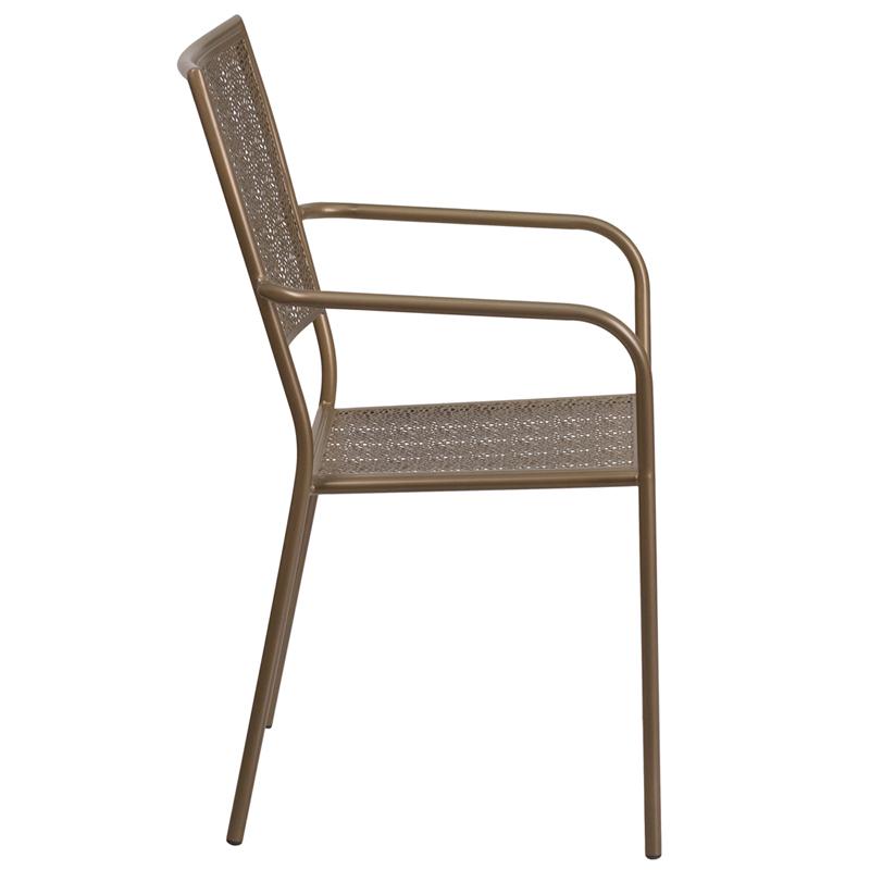 Flash Furniture Gold Indoor-Outdoor Steel Patio Arm Chair with Square Back – CO-2-GD-GG Hot on Sale