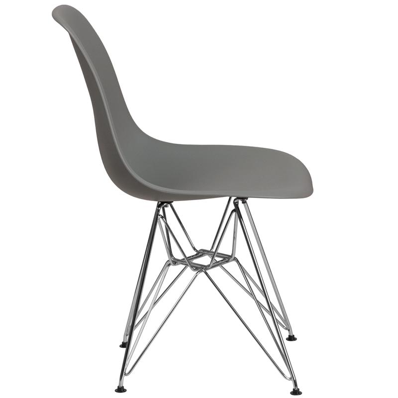 Flash Furniture Elon Series Moss Gray Plastic Chair with Chrome Base – FH-130-CPP1-GY-GG Fashion