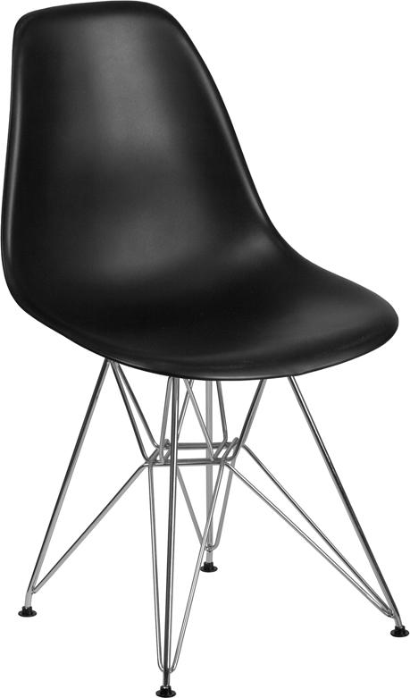 Flash Furniture Elon Series Black Plastic Chair with Chrome Base – FH-130-CPP1-BK-GG Online Hot Sale