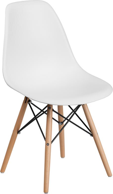 Flash Furniture Elon Series White Plastic Chair with Wooden Legs – FH-130-DPP-WH-GG Fashion