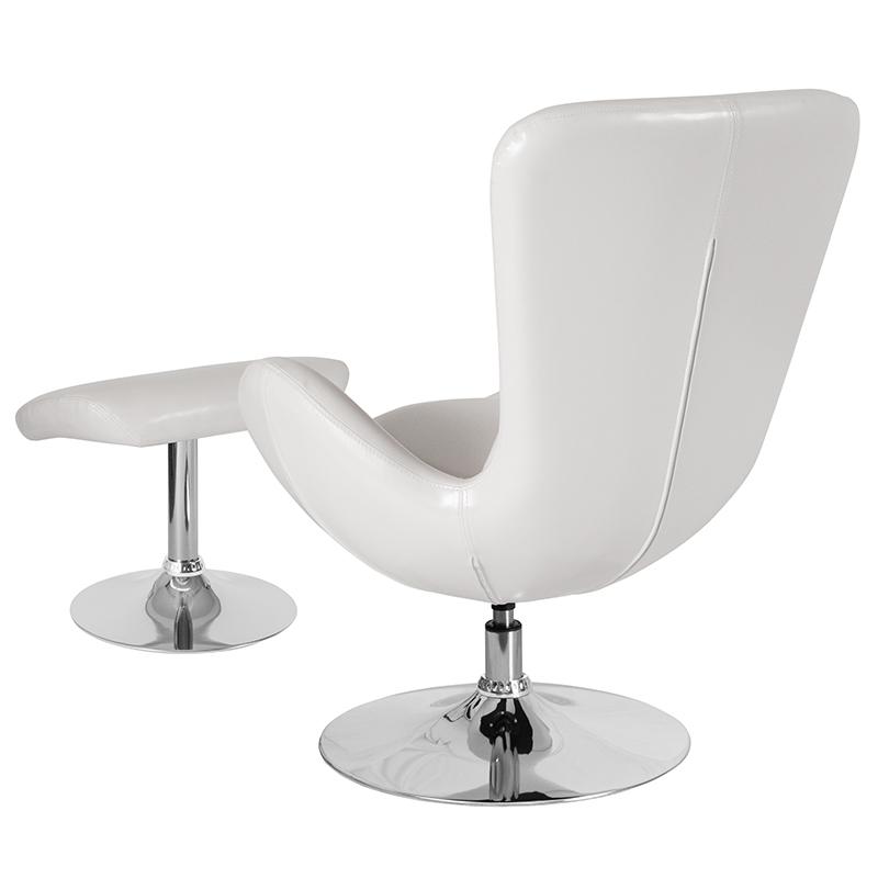Flash Furniture Egg Series White Leather Side Reception Chair with Ottoman – CH-162430-CO-WH-LEA-GG Fashion