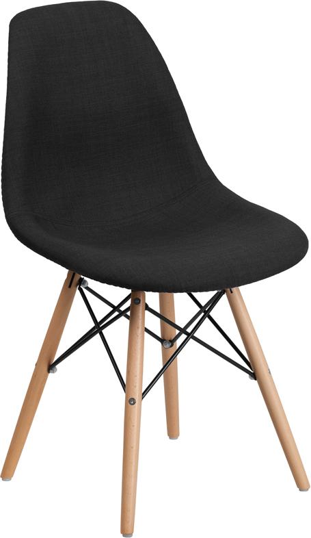Flash Furniture Elon Series Genoa Black Fabric Chair with Wooden Legs – FH-130-DCV1-FC01-GG Online Sale