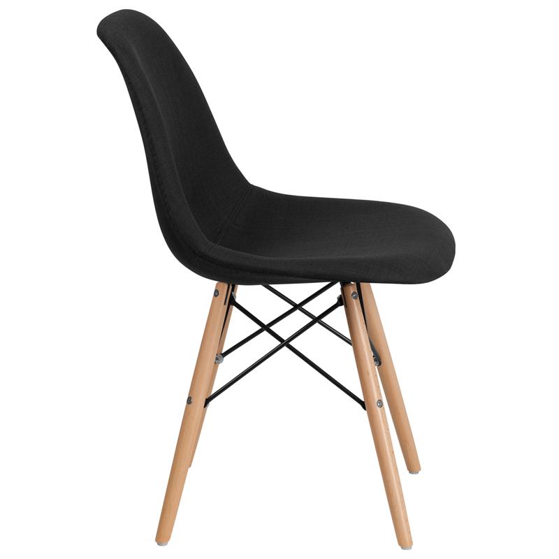 Flash Furniture Elon Series Genoa Black Fabric Chair with Wooden Legs – FH-130-DCV1-FC01-GG Online Sale