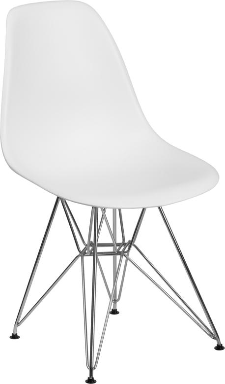 Flash Furniture Elon Series White Plastic Chair with Chrome Base – FH-130-CPP1-WH-GG Discount