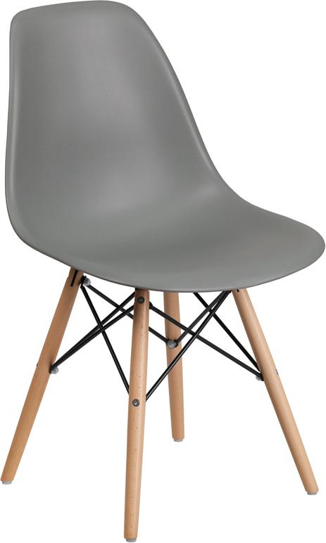 Flash Furniture Elon Series Moss Gray Plastic Chair with Wooden Legs – FH-130-DPP-GY-GG Discount
