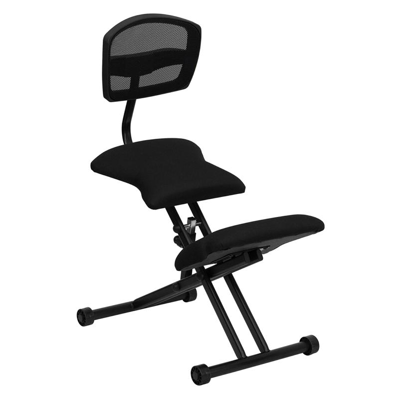 Flash Furniture Ergonomic Kneeling Chair with Back in Black Mesh and Fabric – WL-3440-GG Discount
