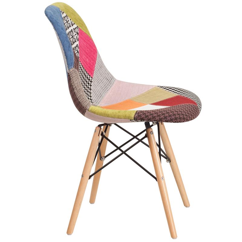 Flash Furniture Elon Series Milan Patchwork Fabric Chair with Wooden Legs – FH-130-DCV1-D-GG Supply