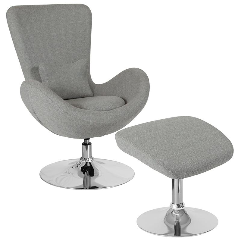 Flash Furniture Egg Series Light Gray Fabric Side Reception Chair with Ottoman – CH-162430-CO-LTGY-FAB-GG Hot on Sale
