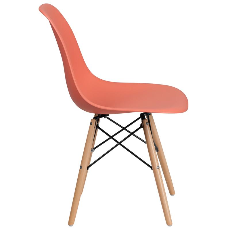 Flash Furniture Elon Series Peach Plastic Chair with Wooden Legs – FH-130-DPP-PE-GG Sale