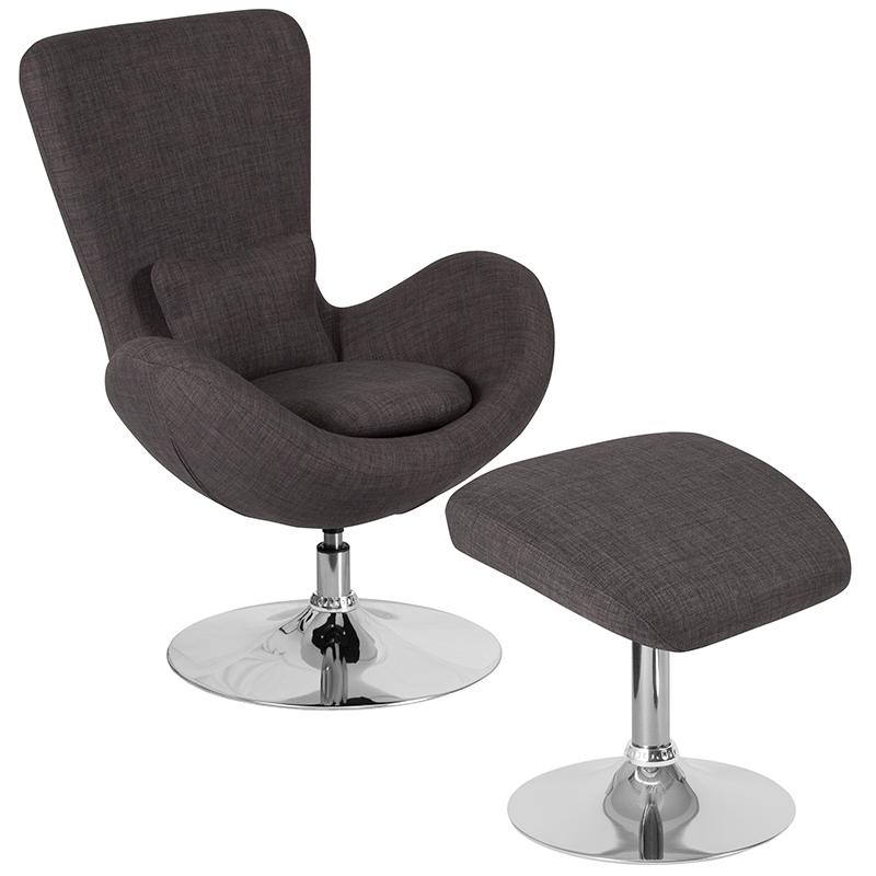 Flash Furniture Egg Series Dark Gray Fabric Side Reception Chair with Ottoman – CH-162430-CO-DKGY-FAB-GG Online