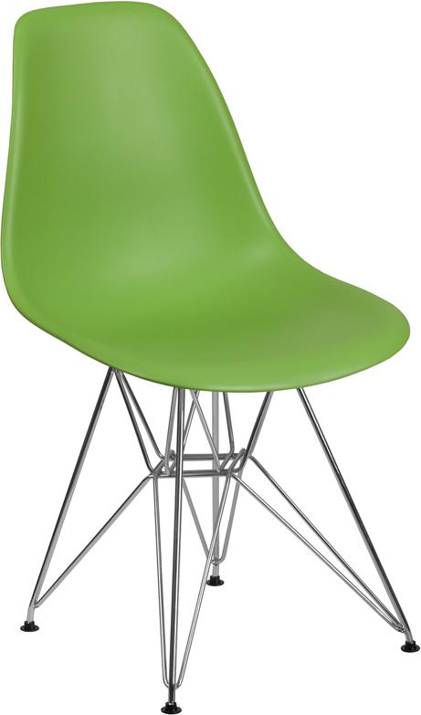 Flash Furniture Elon Series Green Plastic Chair with Chrome Base – FH-130-CPP1-GN-GG Online now