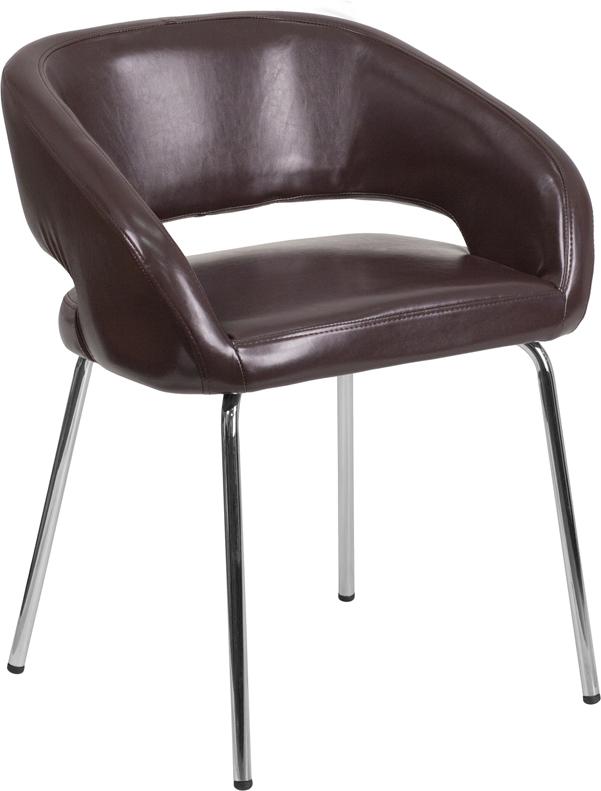 Flash Furniture Fusion Series Contemporary Brown Leather Side Reception Chair – CH-162731-BN-GG Discount