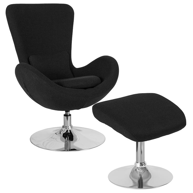 Flash Furniture Egg Series Black Fabric Side Reception Chair with Ottoman – CH-162430-CO-BK-FAB-GG Discount