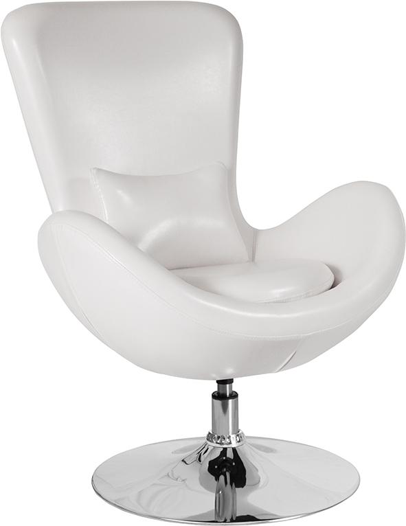 Flash Furniture Egg Series White Leather Side Reception Chair – CH-162430-WH-LEA-GG Hot on Sale
