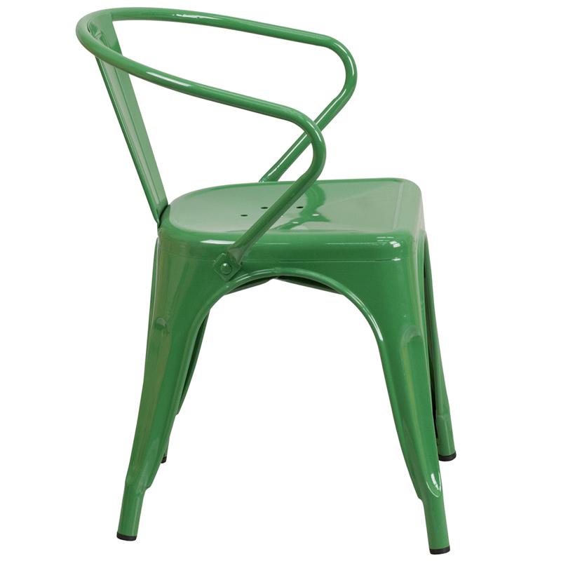 Flash Furniture Green Metal Indoor-Outdoor Chair with Arms – CH-31270-GN-GG Supply