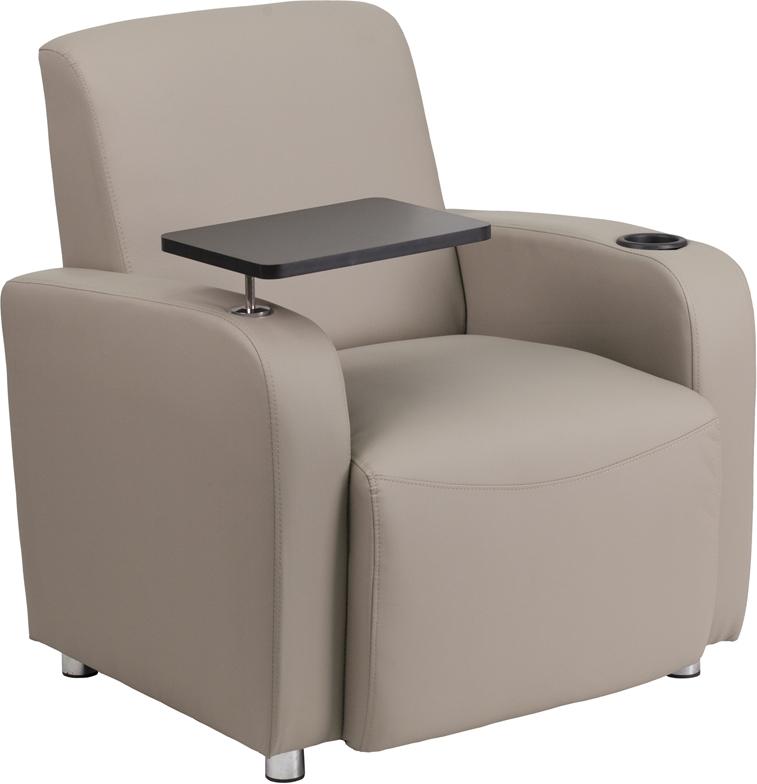 Flash Furniture Gray Leather Guest Chair with Tablet Arm, Chrome Legs and Cup Holder – BT-8217-GV-GG Online
