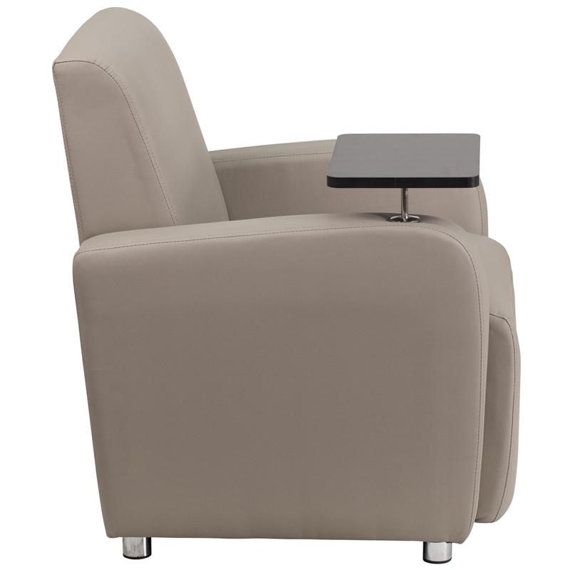 Flash Furniture Gray Leather Guest Chair with Tablet Arm, Chrome Legs and Cup Holder – BT-8217-GV-GG Online