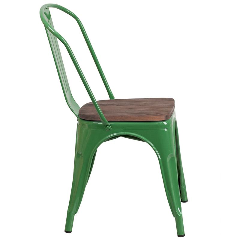 Flash Furniture Green Metal Stackable Chair with Wood Seat – CH-31230-GN-WD-GG Online Sale