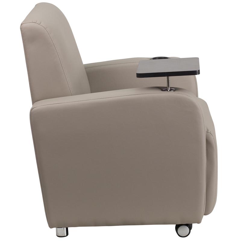 Flash Furniture Gray Leather Guest Chair with Tablet Arm, Front Wheel Casters and Cup Holder – BT-8217-GV-CS-GG on Sale