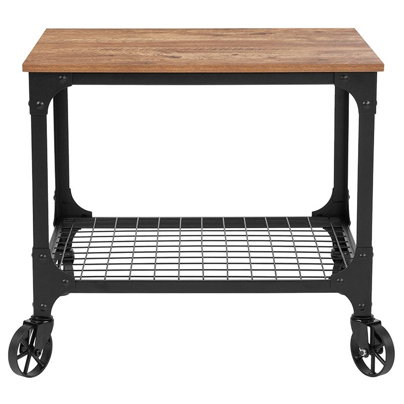 Flash Furniture Grant Park Rustic Wood Grain and Industrial Iron Kitchen Serving and Bar Cart – NAN-JH-17109-GG on Sale