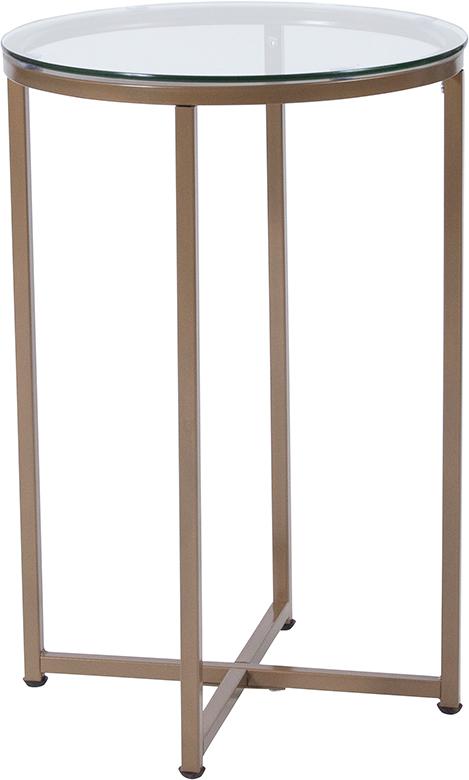 Flash Furniture Greenwich Collection Glass End Table with Matte Gold Frame – NAN-JH-1786ET-GG Online