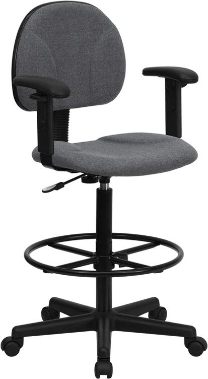 Flash Furniture Gray Fabric Drafting Chair with Adjustable Arms (Cylinders: 22.5”-27”H or 26”-30.5”H) – BT-659-GRY-ARMS-GG Hot on Sale