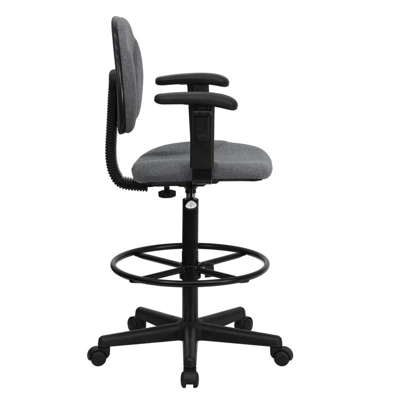 Flash Furniture Gray Fabric Drafting Chair with Adjustable Arms (Cylinders: 22.5”-27”H or 26”-30.5”H) – BT-659-GRY-ARMS-GG Hot on Sale