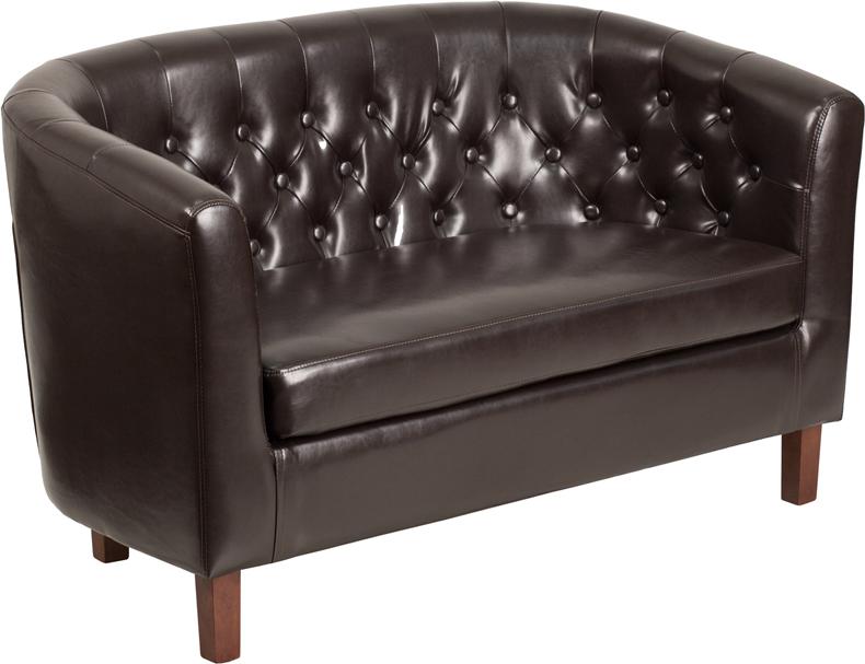 Flash Furniture HERCULES Colindale Series Brown Leather Tufted Loveseat – QY-B16-2-HY-9030-8-BN-GG Online now