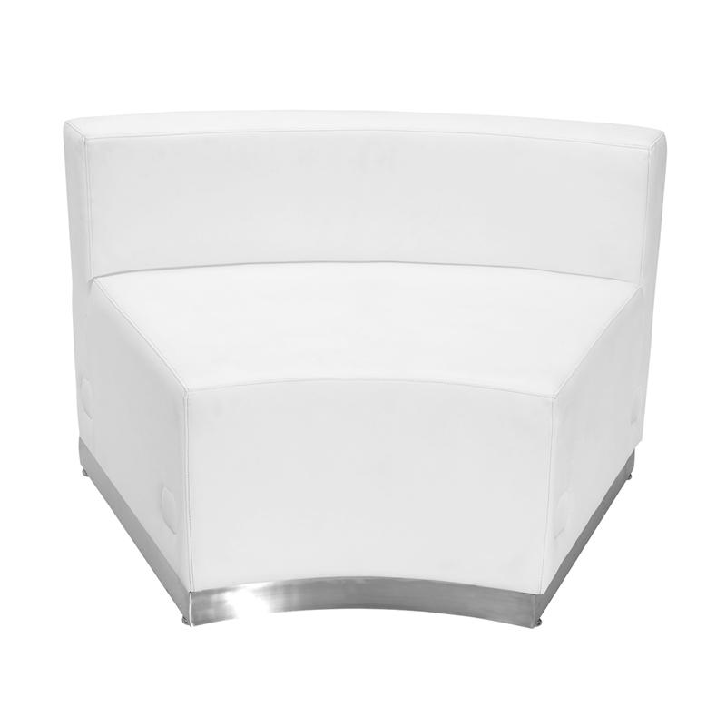 Flash Furniture HERCULES Alon Series Melrose White Leather Concave Chair with Brushed Stainless Steel Base – ZB-803-INSEAT-WH-GG Supply