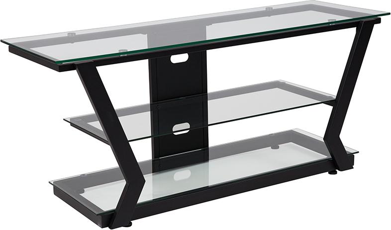 Flash Furniture Harbor Hills Glass TV Stand with Black Metal Frame – NAN-JH-1760-GG Online Hot Sale