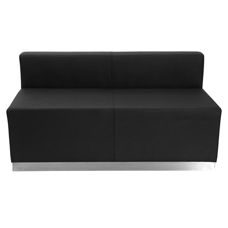 Flash Furniture HERCULES Alon Series Black Leather Loveseat with Brushed Stainless Steel Base – ZB-803-LS-BK-GG Sale