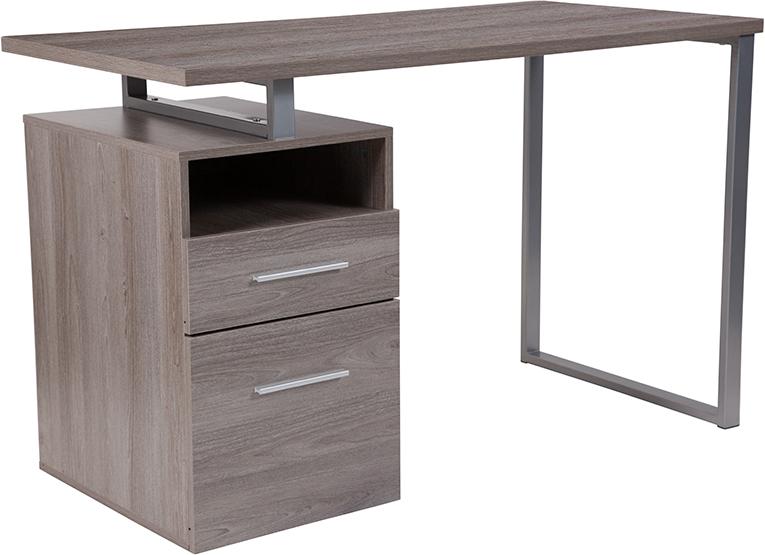 Flash Furniture Harwood Light Ash Wood Grain Finish Computer Desk with Two Drawers and Silver Metal Frame – NAN-JN-2634-GG Online Hot Sale