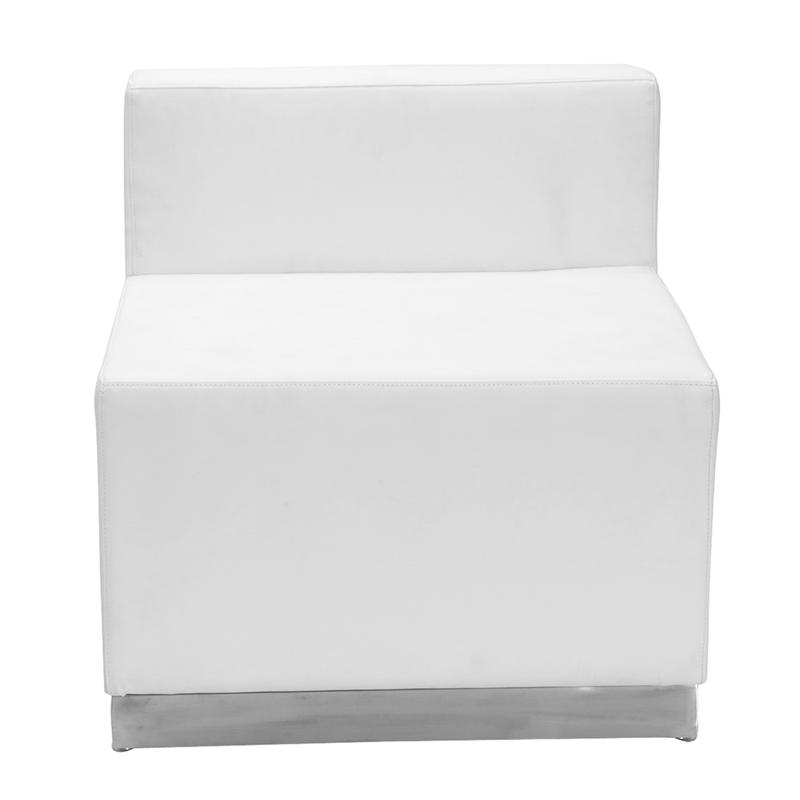 Flash Furniture HERCULES Alon Series Melrose White Leather Chair with Brushed Stainless Steel Base – ZB-803-CHAIR-WH-GG on Sale