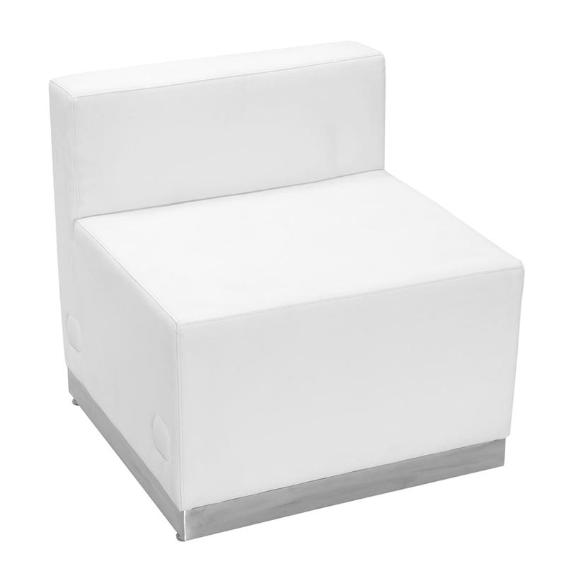 Flash Furniture HERCULES Alon Series Melrose White Leather Chair with Brushed Stainless Steel Base – ZB-803-CHAIR-WH-GG on Sale