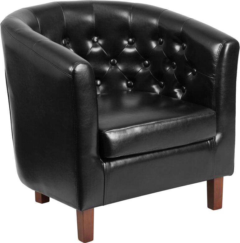 Flash Furniture HERCULES Cranford Series Black Leather Tufted Barrel Chair – QY-B16-HY-9030-4-BK-GG Supply