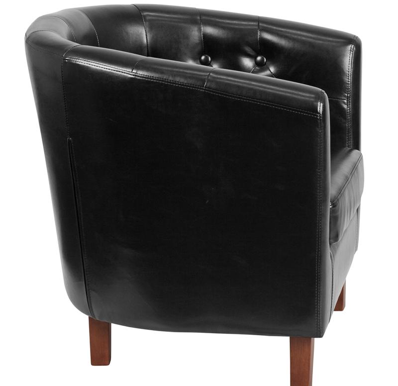Flash Furniture HERCULES Cranford Series Black Leather Tufted Barrel Chair – QY-B16-HY-9030-4-BK-GG Supply
