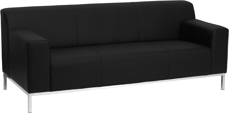 Flash Furniture HERCULES Definity Series Contemporary Black Leather Sofa with Stainless Steel Frame – ZB-DEFINITY-8009-SOFA-BK-GG Online now